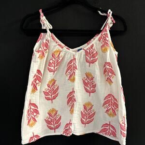 Old Navy Woman’s Tank Top Shirt Folk Art Flowers 100% Cotton Size XS Festival